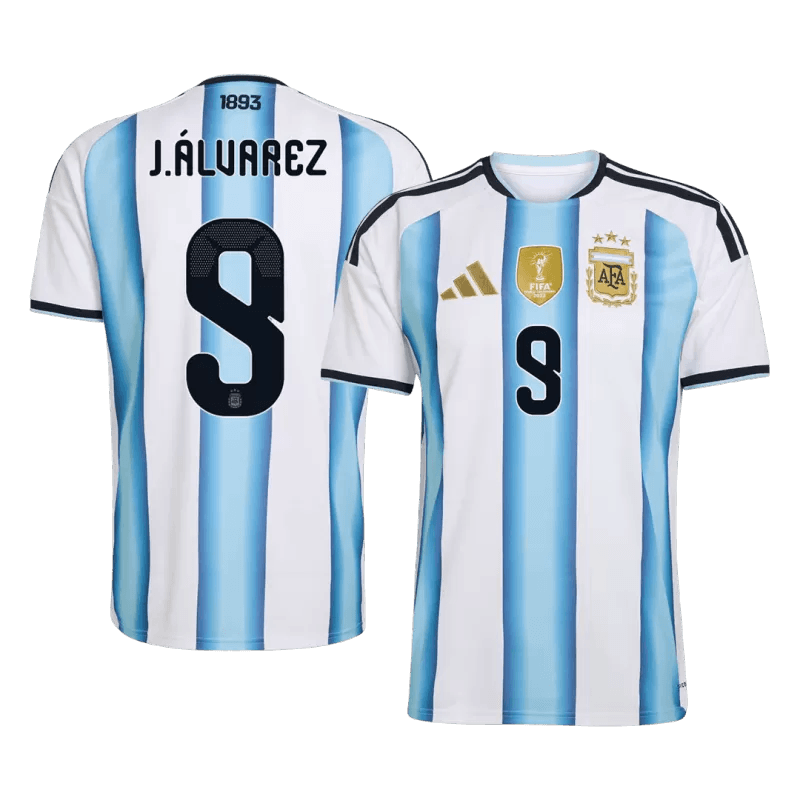 3686ecdfdf40e097b41ee911e5f34b6e.png Argentina world cup 2026 J.ÁLVAREZ 9 Home Soccer Jersey – fan version - Image 1