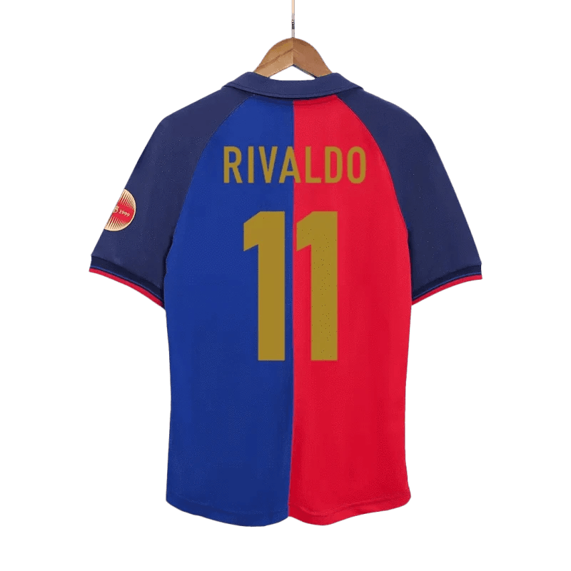 519694e0cb0760977e645c67b8e8cab6.png Retro 1999/00 RIVALDO #11 Barcelona Home 100th Jersey - Image 1