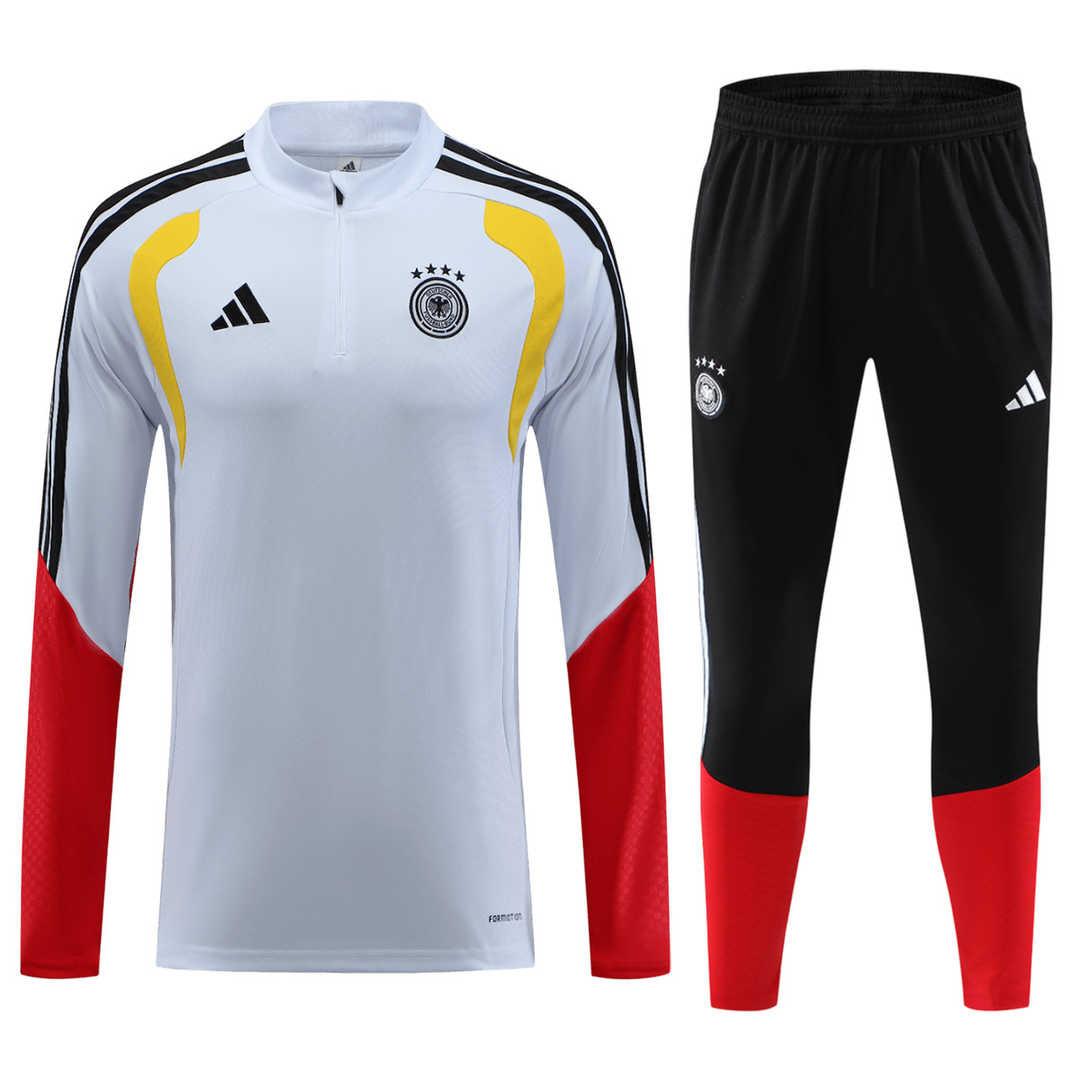 Germany-Zipper-Sweatshirt-KitTop_Pants-White-2026.jpg Germany 25/26 White Soccer Zipper Sweatshirt Training suit - Image 1