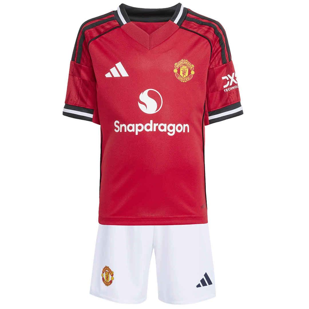 Kids-Manchester-United-Home-Jersey-Kit-2025-26.jpg Manchester United Home World Cup 2026 Soccer Jersey + Short (KIDS) - Image 1