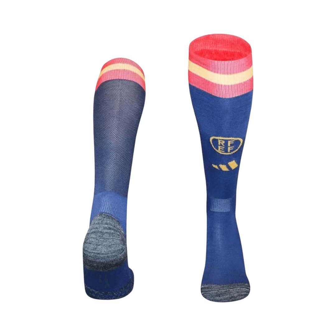 Kids-Spain-Home-Soccer-Socks-Blue-2026.jpg Spain Soccer Socks Home – Blue 2026 (kids) - Image 1