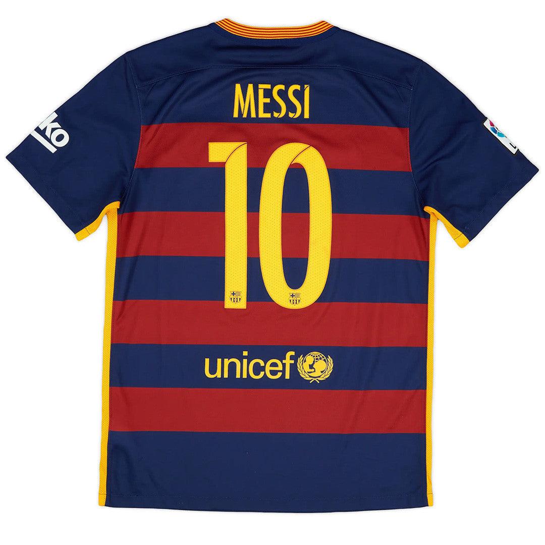 Messi-10-Barcelona-Retro-Jersey-Home-2015-16.jpg Barcelona Soccer Jersey Retro Home 2015/2016 (Messi #10) - Image 1