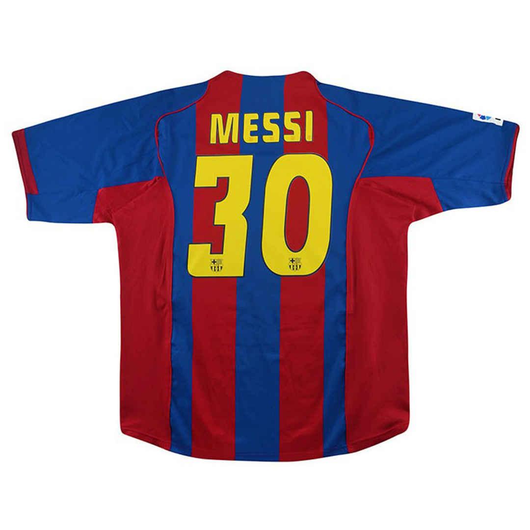 Messi-30-Retro-Barcelona-Home-Jersey-2004-05.jpg Barcelona Soccer Jersey Retro Home 2004/2005 (Messi #30) - Image 1