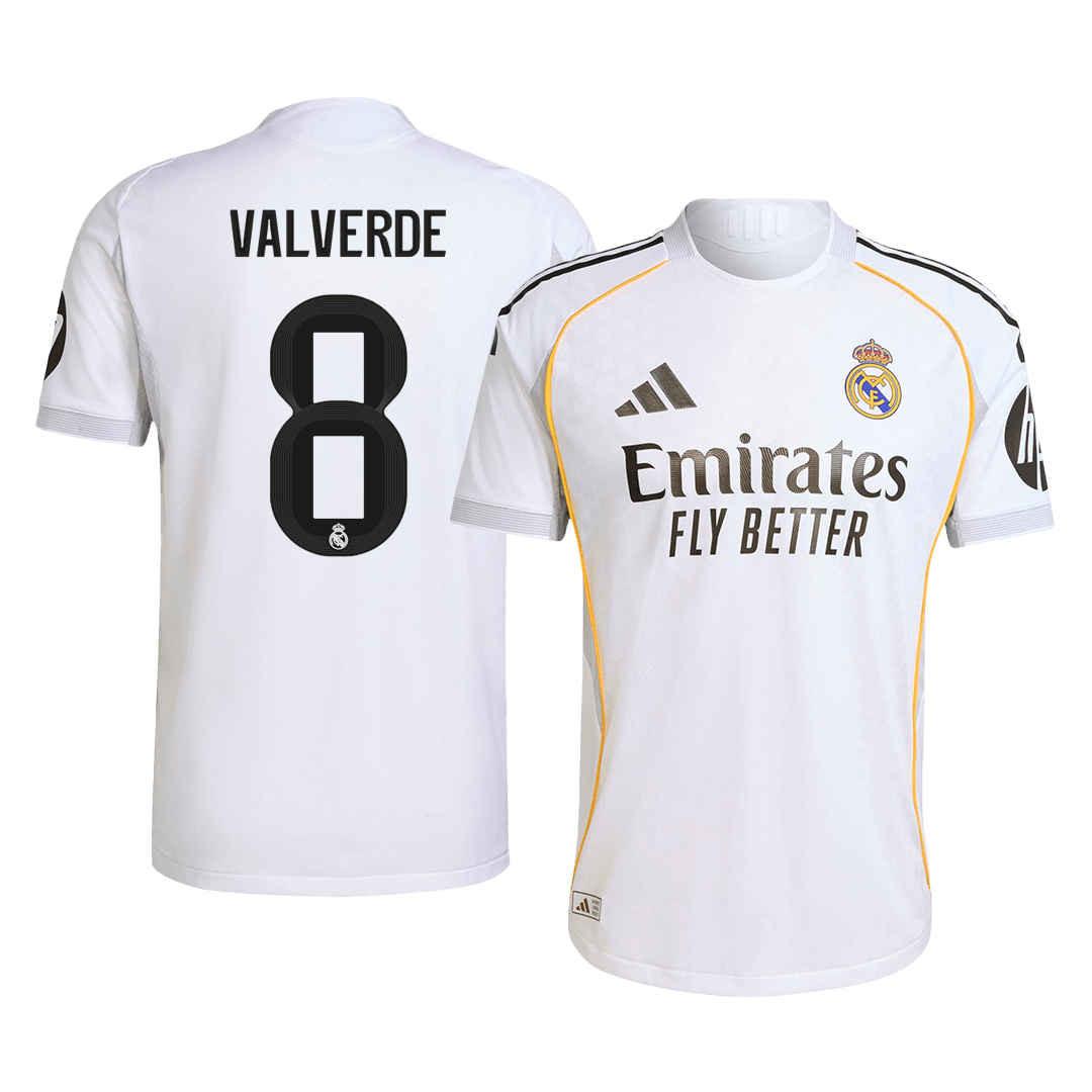 VALVERDE-8-Real-Madrid-Home-Match-Jersey-Player-Version-2025-26.jpg REAL MADRID HOME SOCCER 2025/26 (VALVERDE #8) JERSEY – Player Version - Image 1