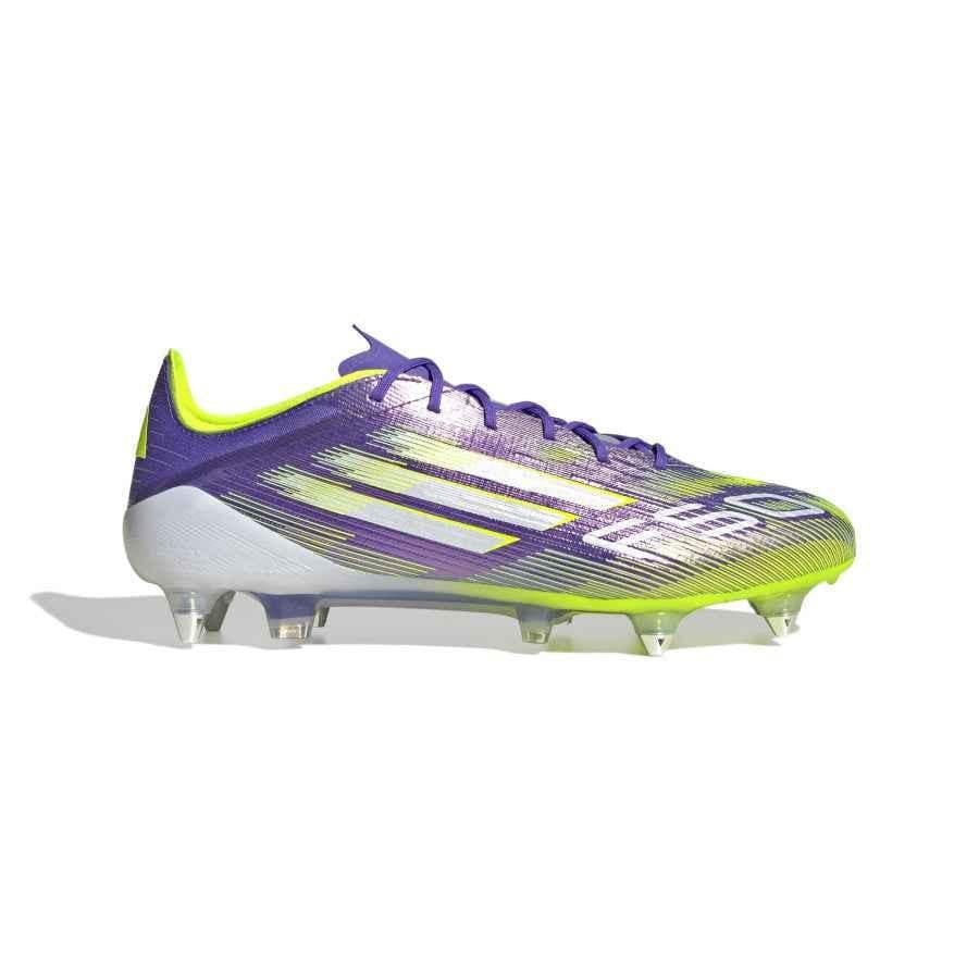 adidas-F50-Elite-SG-violet-jaune.jpg adidas F50 Elite SG Soccer Cleats – Violet/Yellow Edition - Image 1